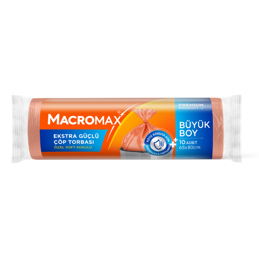 MACROMAX EXTRA GÜÇLÜ ÇÖP TORBASI BÜYÜK BOY - 10 ADET resmi